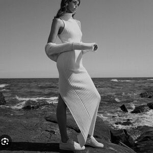 Zara X Kaia Gerber Knit Sleeveless Turtleneck Midi Dress